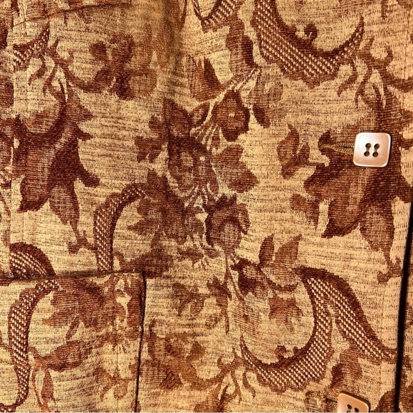 Vintage FDJ Size XL Brown Floral 3 Button Blazer Jacket Tapestry Retro - Picture 2 of 12